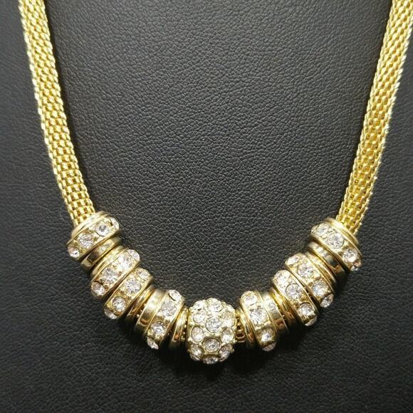 ANNE KLEIN Necklace Gold Tone Metal Mesh Chain, Silver Charms, 19 Inches - Picture 4 of 11